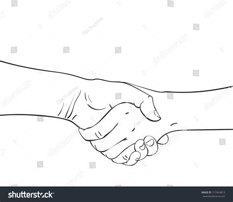 Sketch Two Shaking Hands Hand Drawn Stock Vector Royalty Free 717424813
