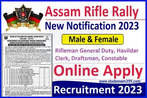 Assam Rifles Recruitment 2023 Apply Online Technical Tradesmen