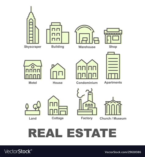 Real Estate Icons Property And Investment Vector Image