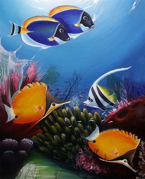 Underwater Painting Fish Painting Sea Illustration