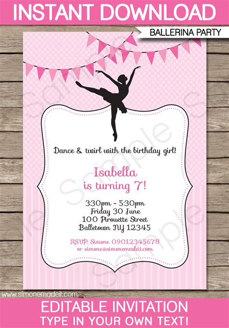 Pikbest has 259 dance invitation design images templates for free. Ballerina Party Invitations Template | Birthday Party