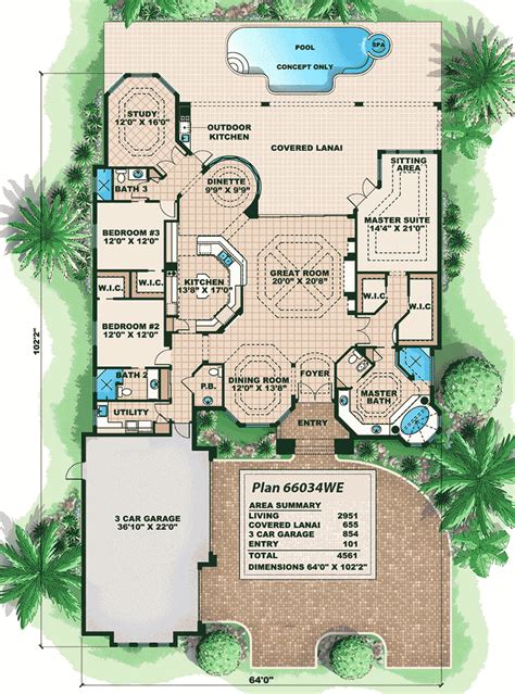 Distinctive Villa House Plan 66034we Architectural Designs House