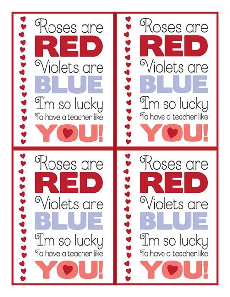 Valentines Day Card For Teacher Digital Print Letter Size Etsy