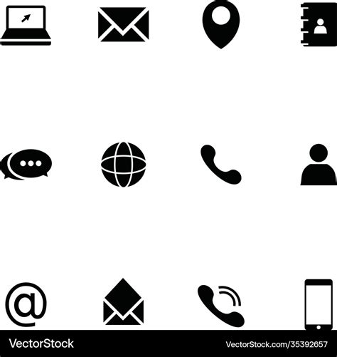 Contact Us Icons Web Icon Call Phone Mail Email Vector Image