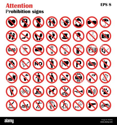 Prohibition Sign Icons Collection Set Of Vector Illustration Stock