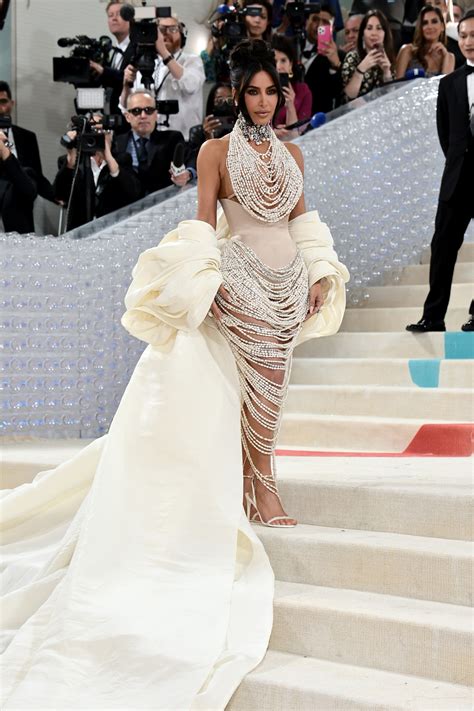 Kim Kardashian Covered Herself In 50 000 Pearls For The 2023 Met Gala