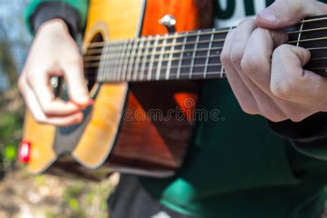 Guy Playing In Guitar Outdoors Stock Image Image Of Handsome