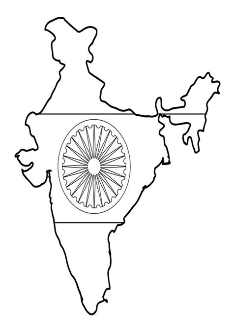 Coloring Pages Indian Map With Flag Coloring Pages