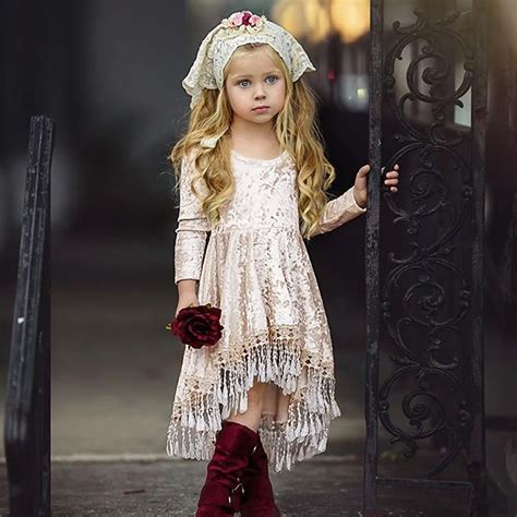 Girl Long Sleeve Floral Party Princess Boho Pageant Dress Baby Girls