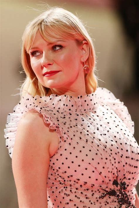 Kirsten Dunst Wore A Rodarte Tiered Pink Gown With Micro Black Polka Dots And Floral Embroidery