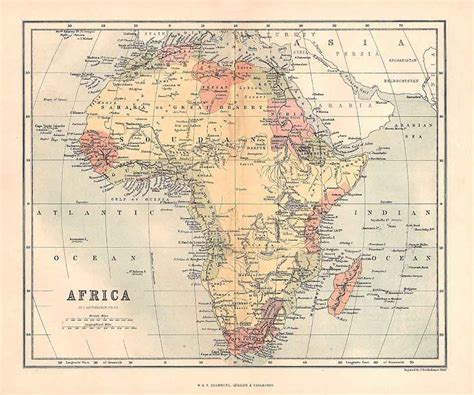 1874 Map Of Africa Etsy