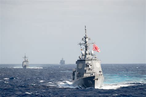 Japanese Atago Class Destroyer Js Ashigara Ddg 178 Followed By Uss