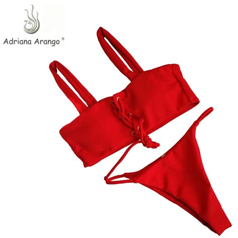 Adriana Arango 2019 Bikini Sexy Lace Up Top Women Swimwear Swimsuit Beach Brazillian Bikini Set