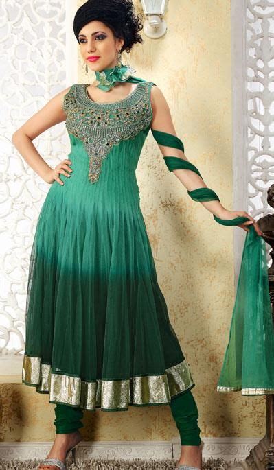 Green Embroidered And Stone Work Net Long Anarkali Salwar Suit 24531 Dresses Anarkali Suits