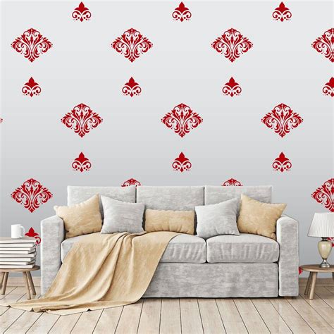 Damask Floral Wall Decal Pattern Baroque Element Ornament Etsy