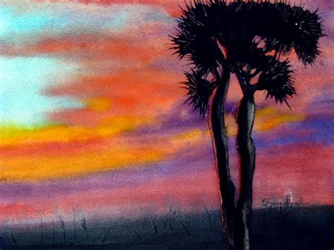 Desert Sunset Painting By Emmanuel Turner