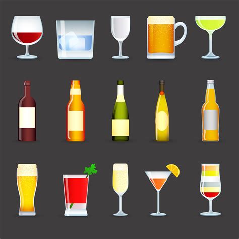 Alcohol Drinks Icons Set 428872 Vector Art At Vecteezy