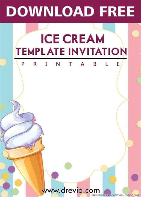 Free Printable Ice Cream Birthday Invitation Templates Ice Cream Birthday Party