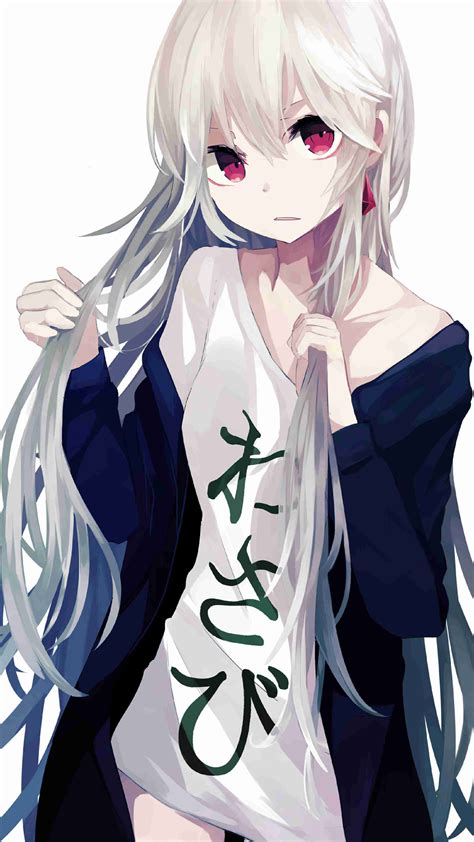 Long Hair Red Eyes White Hair Ogami Ren Anime Anime Girls