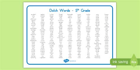 Dolch Words Fifth Grade Word Mat Teacher Made Twinkl Sexiz Pix