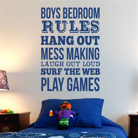 Boys Bedroom Rules Wall Stickers Decals Quotes Home Wall Decals