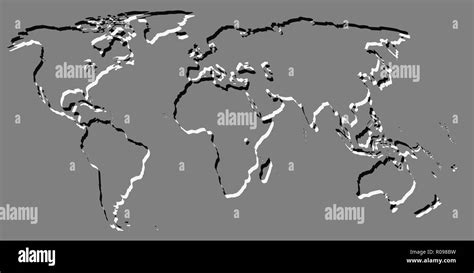 un mapa del mundo en blanco y negro y estilo whiteembosed fotografía de stock alamy