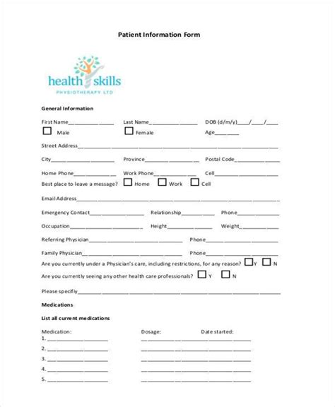 Free 10 Sample Patient Information Forms In Pdf Ms Word