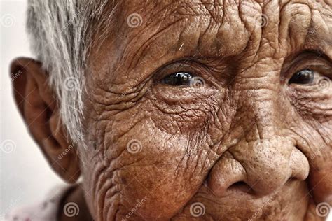 Close Up Portrait Of An Old Filipino Woman With Wrinkled Skin Editorial Photo Image Of