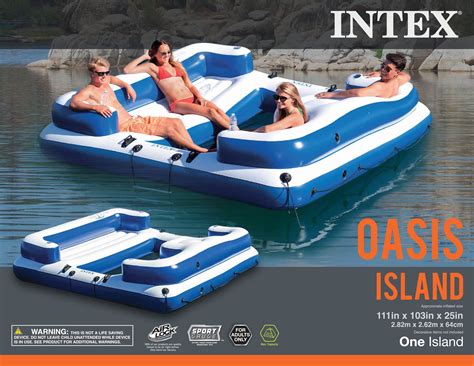 Intex Oasis Island 5 Person Inflatable Lounge Raft River Run Tube 2