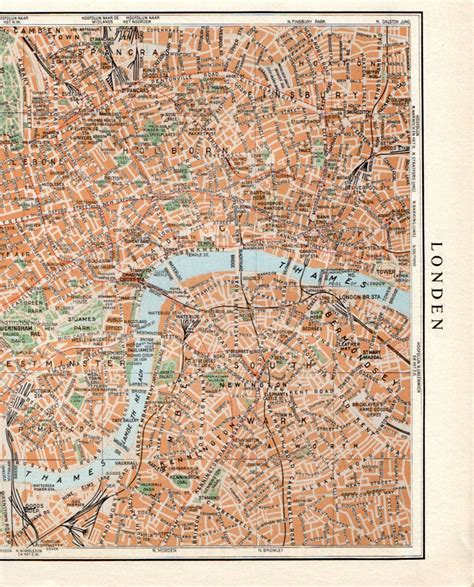 LARGE vintage LONDON map, 1950s London street map, london travel | London city map, London map 