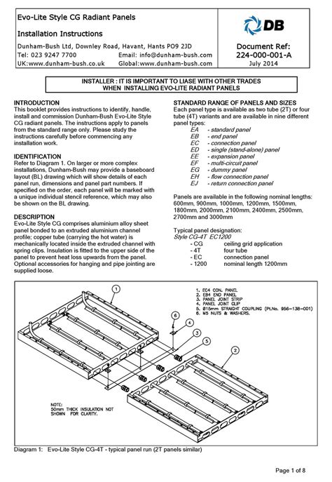 Dunham Bush Evo Lite Style Cg Installation Instructions Manual Pdf
