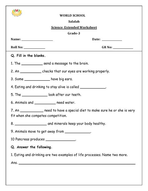 Third Grade Health Worksheets Printable Worksheets And