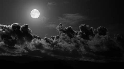 Preview Wallpaper Moon Clouds Sky Black And White 2048×1152