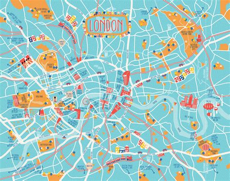 A Map Of London On Behance Illustrated Map Map London