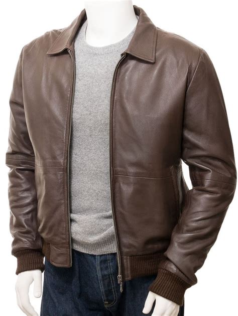Mens Brown Leather Bomber Jacket Gidleigh Leather Bomber Jacket