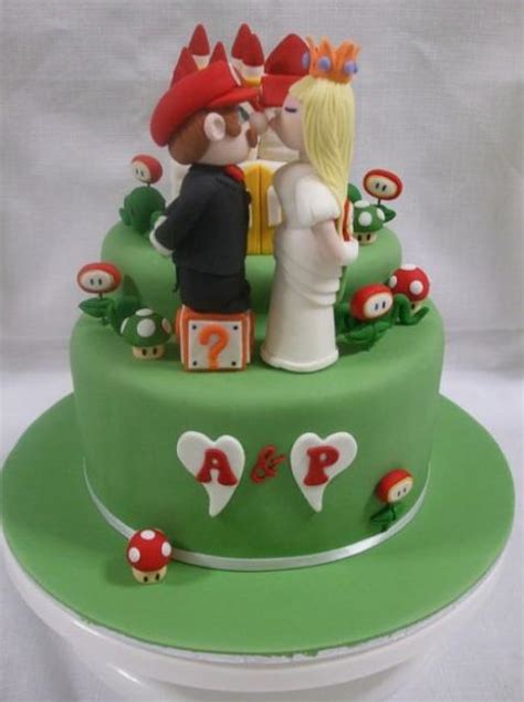 Super Mario Theme Green Wedding Cake In 2 Tiers