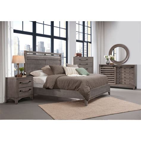 Rustic Contemporary Old Gray 4 Piece King Bedroom Set