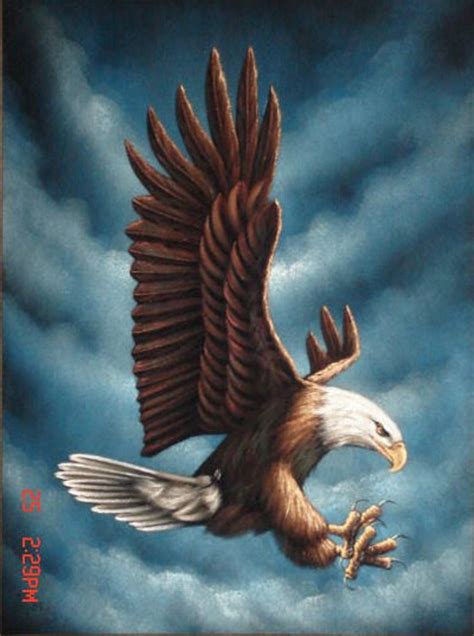 American Bald Eagle Landscape Black Velvet Oil Painting Handpainted