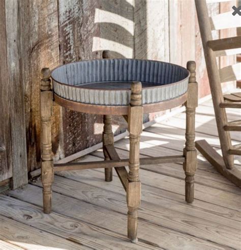Table door magazines perforated metal clover and ceramics mid century 1950 1960 50 's 60 's french vintage table style mategot. Rustic Corrugated Cottage Side Table Farmhouse End Table ...
