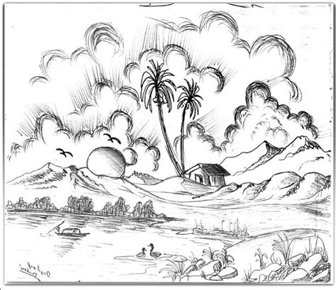 Kecuali memberi keelokan alam dan hijaunya. Gambar Sketsa Pemandangan Alam | Harian Nusantara