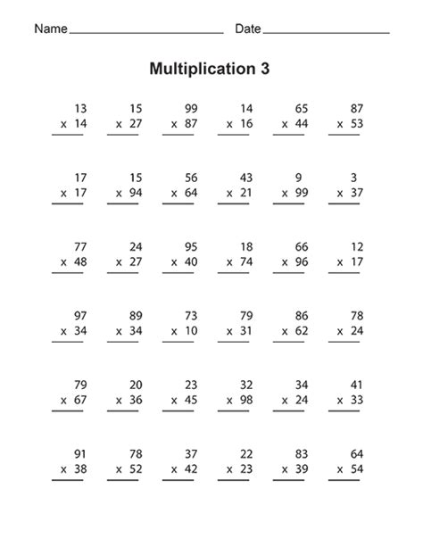 Free Multiplication Worksheets Worksheets For Kids