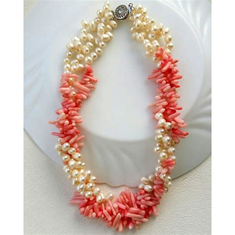 Freshwater Pearl And Pink Coral Necklace