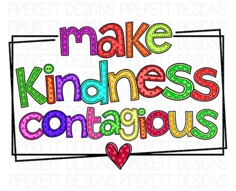 Make Kindness Contagious Colorful Doodle Letters Quote Clipart Etsy