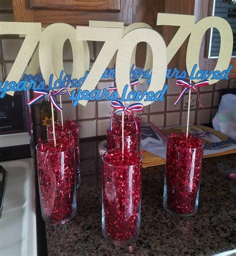 70th Birthday centerpiece, 70th birthday decorations, Years Loved