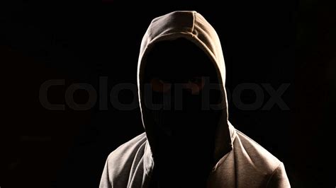 Mysterious Man With Hoodie On The Black Background Stock Image Colourbox