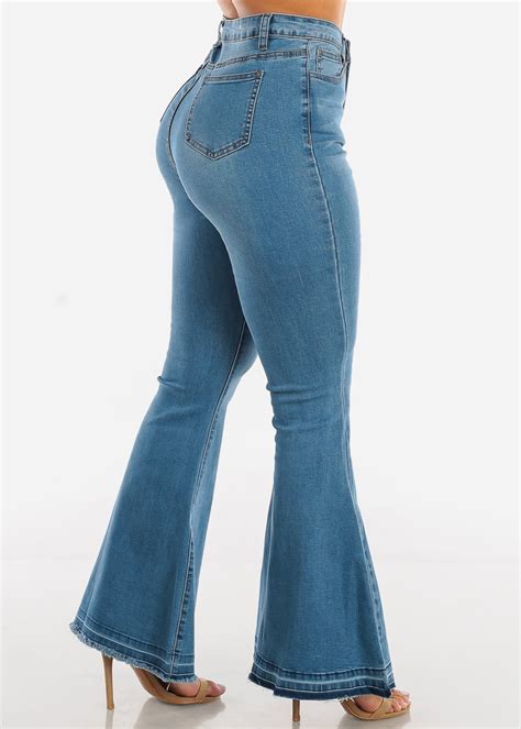 Modaxpressonline Womens High Waisted Wide Leg Light Wash Bell Bottom Jeans 11006b Walmart
