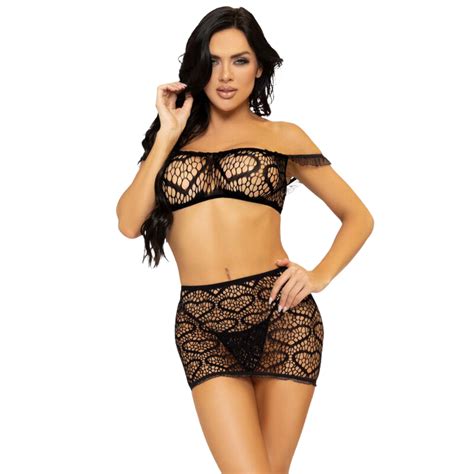 CONJUNTO LEG AVENUE TRÊS PEÇAS MINI SAIA E STRING TAMANHO ÚNICO