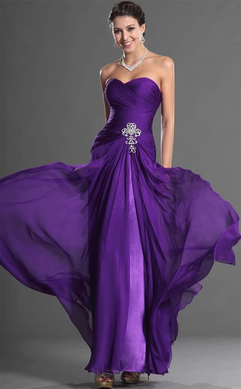 A Line Violet Chiffon Floor Length Prom Dressprbd04 S510 Uk