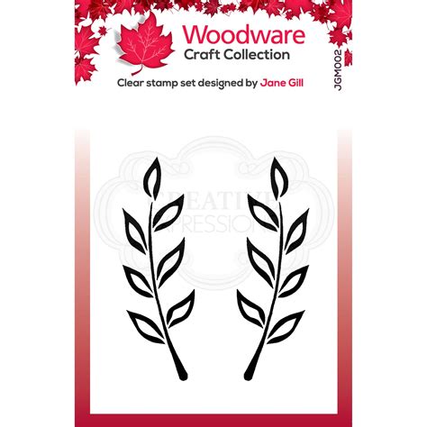 Woodware Clear Singles Fiona Leaf 3.8 in x 2.6 in Stamp - Creative