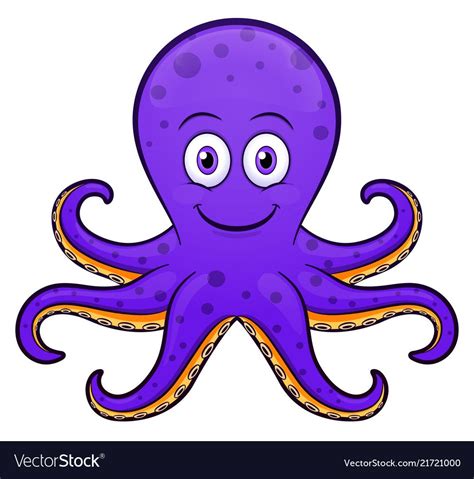 Octopus Cartoon Purple Design Royalty Free Vector Image